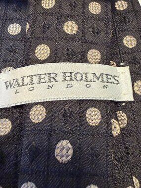 Silk cashmere blend vintage Walter Holmes London polka dot geometric tie
